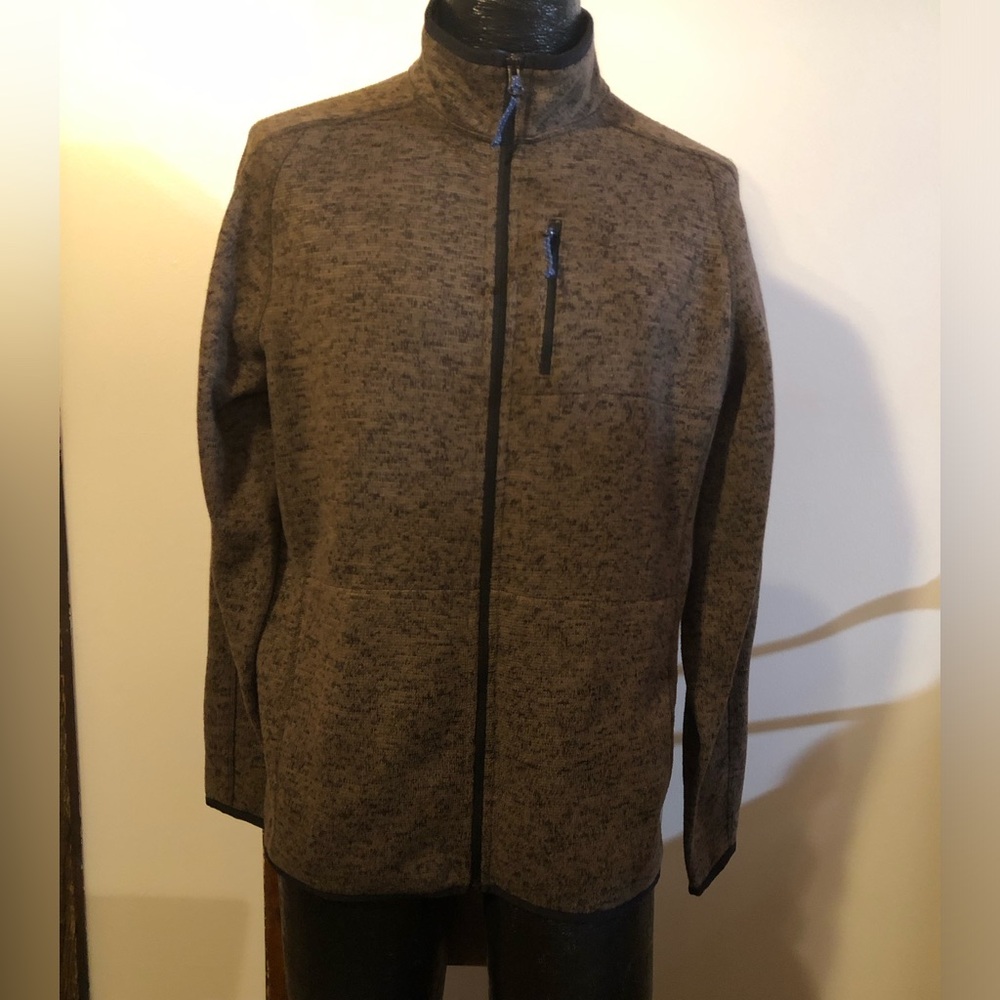 Ruff Hewn Men's Brown Heathered Full-Zip Sweater sz med like new